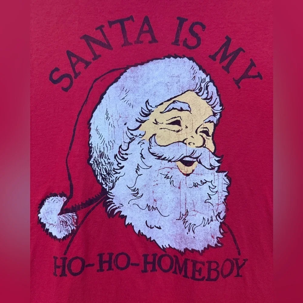 Urban Pipeline Christmas Tee Santa Is My Ho Ho Homeboy Graphic Red Size XL - Picture 3 of 6